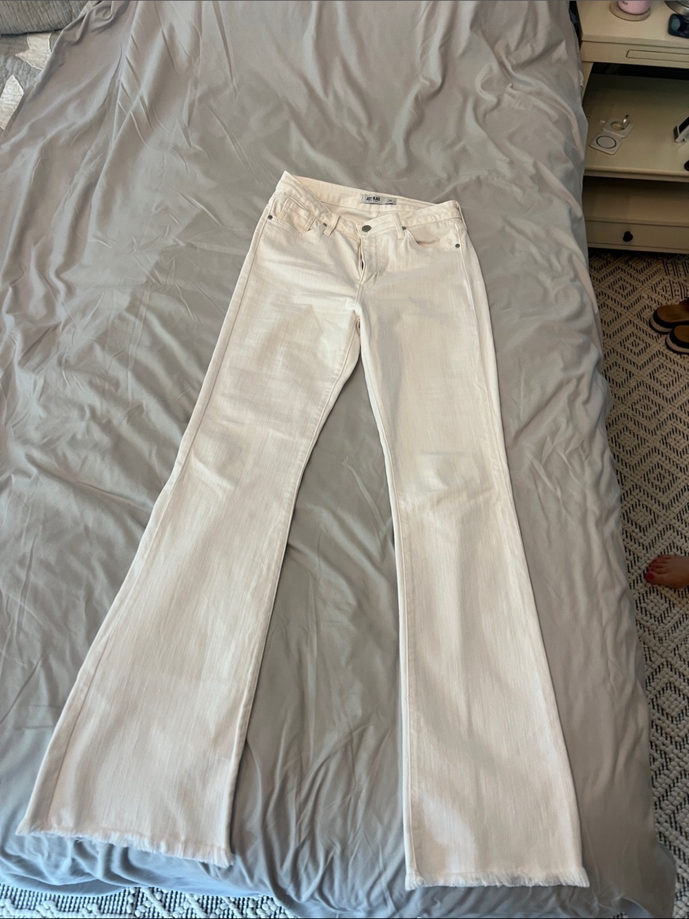 Just Black White Flared Jeans - High Rise Wide Leg